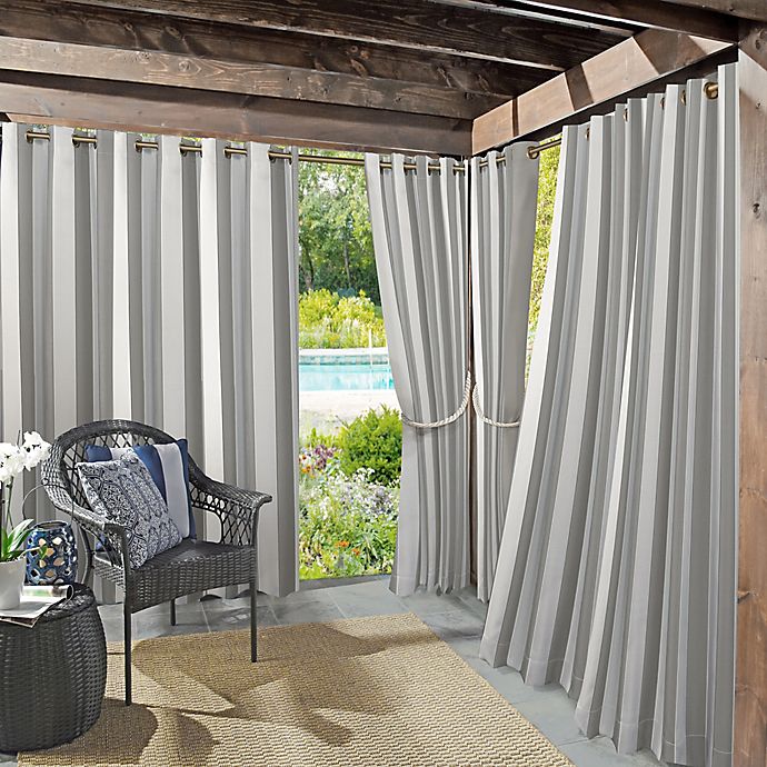 Sun Zero® Valencia Cabana Stripe 108-Inch Indoor/Outdoor Curtain Panel in Indigo (Single)