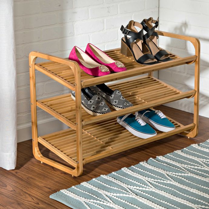 Deluxe 3 Tier Bamboo Shoe Rack Bed Bath Beyond