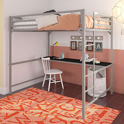 Everyroom Mason Metal Loft Bed, Loft Bed With Desk Queen Size