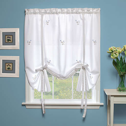 Forget Me Not 63 Inch Tie Up Shade In, Tie Up Kitchen Curtains