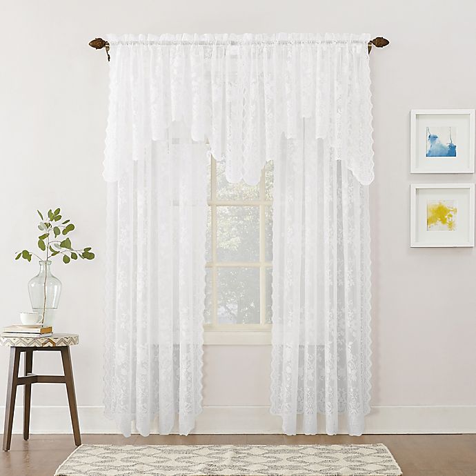 No.918™ Alison Lace Scalloped Rod Pocket Sheer Window Curtain Panel Collection