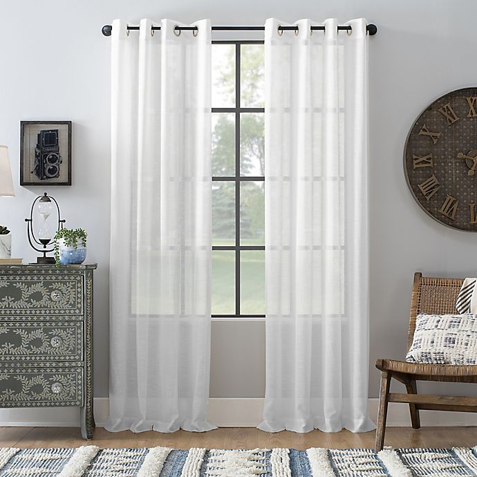Archaeo® Slub Linen 63-Inch Grommet Semi-Sheer Window Curtain Panel in White (Single)