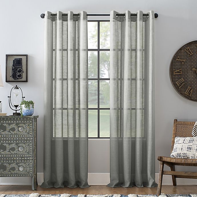 Archaeo® Slub Linen 63-Inch Grommet Semi-Sheer Window Curtain Panel in Gray (Single)