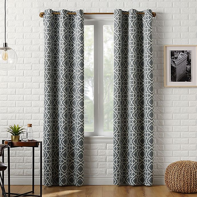 Sun Zero® Barnett Trellis 63-Inch Grommet Room Darkening Curtain Panel in Grey (Single)