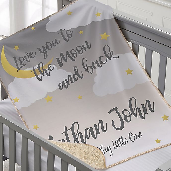 Over The Moon Personalized 30-Inch x 40-Inch Sherpa Baby Blanket