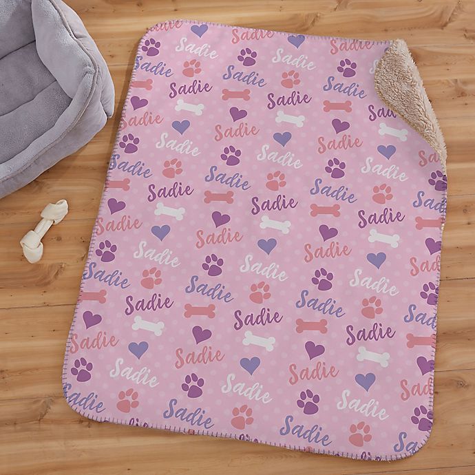 Playful Puppy Personalized 30-Inch x 40-Inch Sherpa Dog Blanket