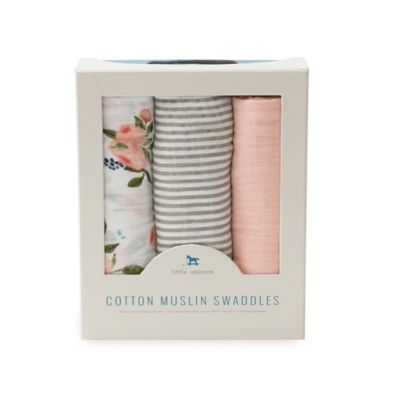 little unicorn watercolor rose swaddle