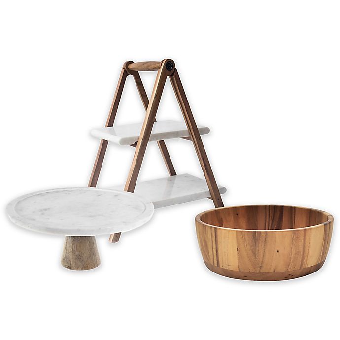Artisanal Kitchen Supply® Marble and Wood Serveware Collection