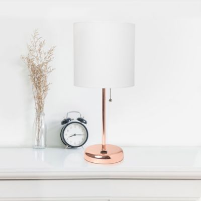 white and rose gold lamp