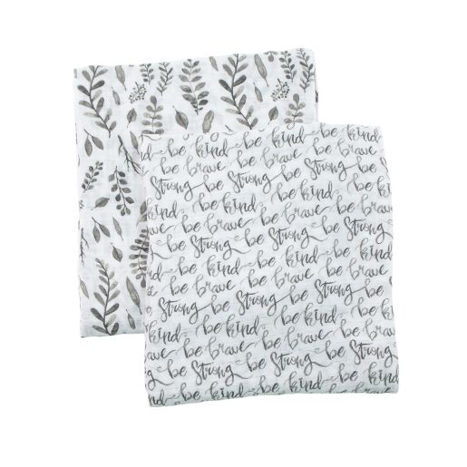 Bebe Au Lait 2 Pack Just Be And Leaves Muslin Swaddle Blankets In Grey White Bed Bath Beyond