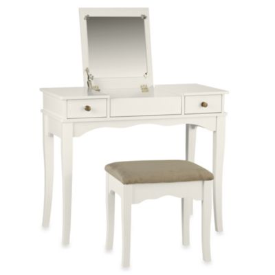 Vanity Sets & Benches - Bed Bath & Beyond image of Linon Home Kendal Vanity Set in White