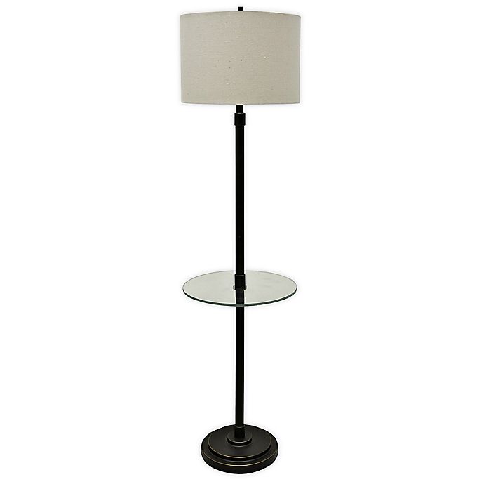Floor Lamp In Bronze With Glass Shelf, 3 Way Floor Lamp With Shelves