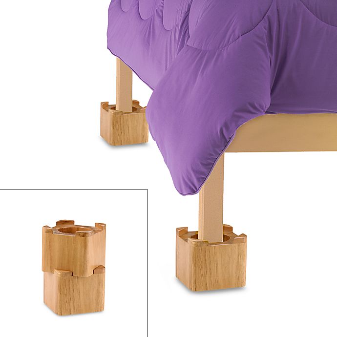 Blond Wooden Bed Lifts (Set of 4)