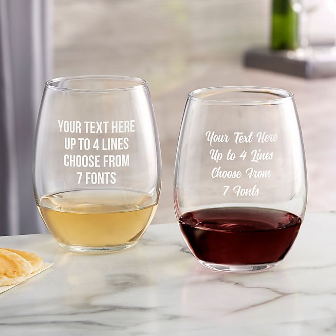 king & Queen Stemless Wine Glasses Set of 2 Etched Engraved Lead-Free 16 Oz 