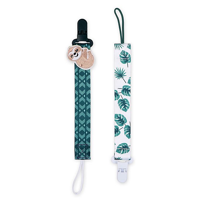 The Peanutshell® Tropical 0-18 Months 2-Pack Pacifier Clip in Green/White