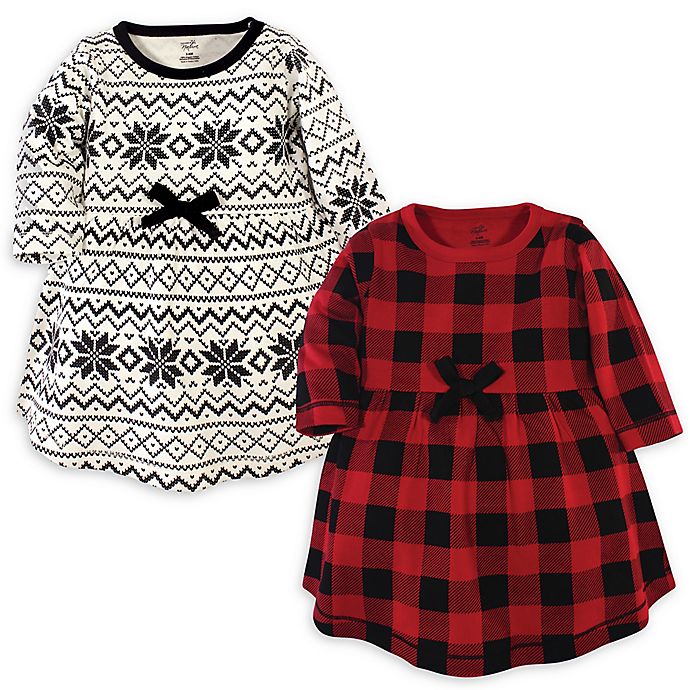 Touched by Nature Size 5T 2-Pack Buffalo Check Organic Cotton Dresses in Black