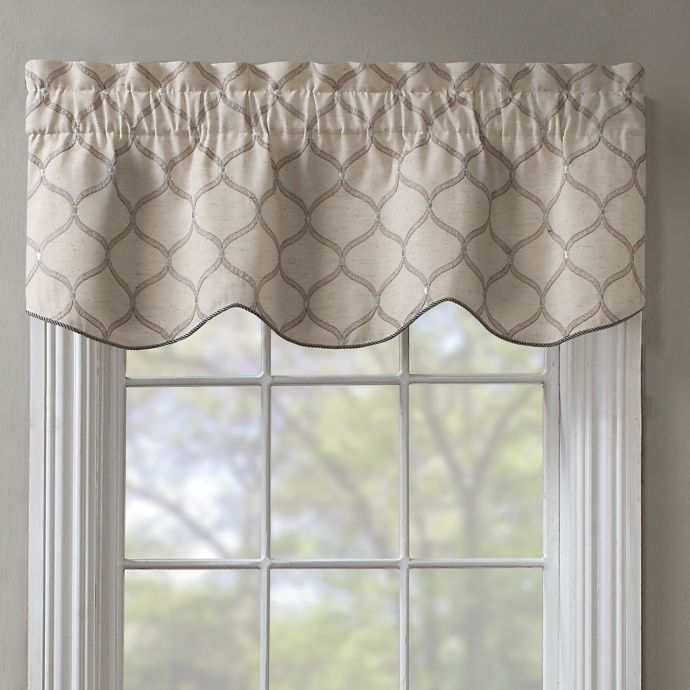 Stockport Ogee Embroidered Window Valance In Natural Bed Bath Beyond
