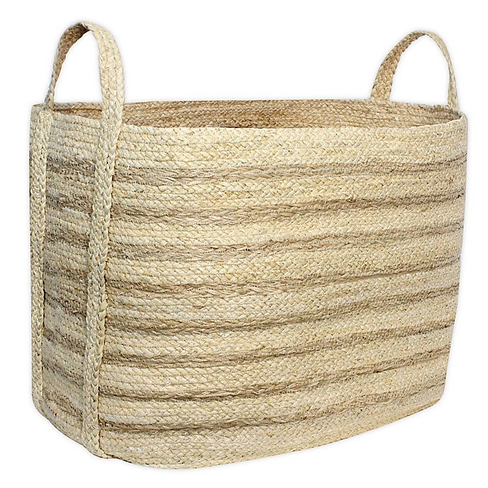 Taylor Madison Designs® Rectangular Natural Braided Maize Basket with Seagrass Stripes
