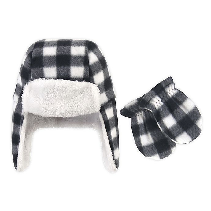 Hudson Baby® 2-Piece Plaid Trapper Hat and Mitten Set