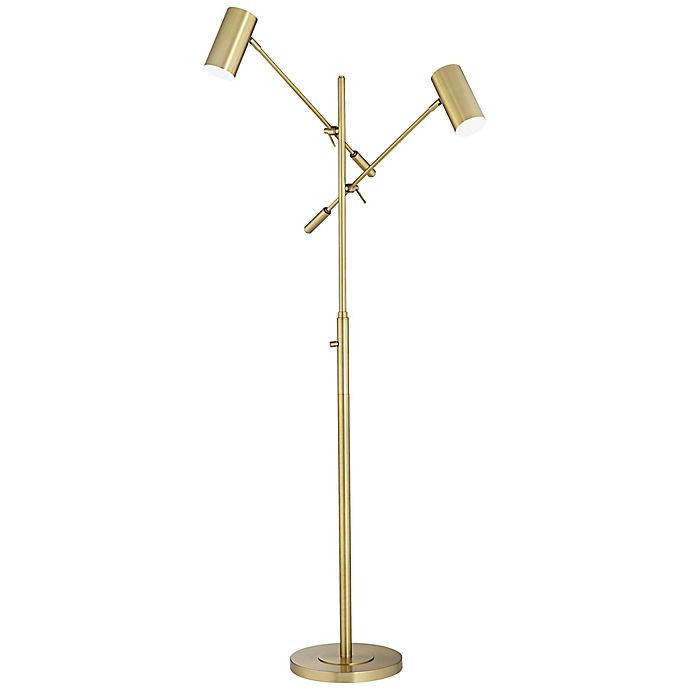 2 Light Adjustable Arm Floor Lamp In, Adjustable Arm Brass Floor Lamp