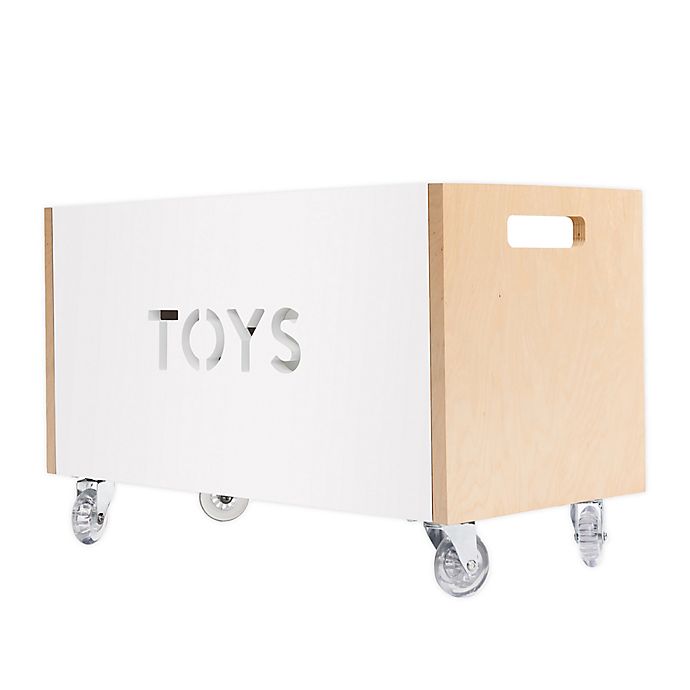 Nico & Yeye Rolling Toy Box Chest in White/Birch