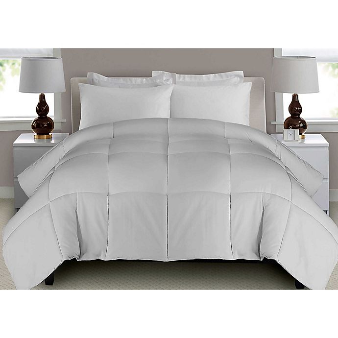 N NATORI KING Geo Print MICRO FIBER Down Alternative Comforter WHITE/Grey 