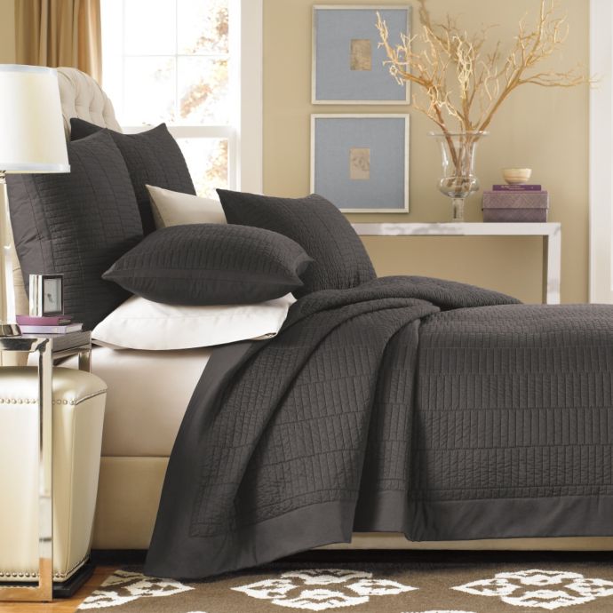 Real Simple® Dune Coverlet in Charcoal Bed Bath & Beyond
