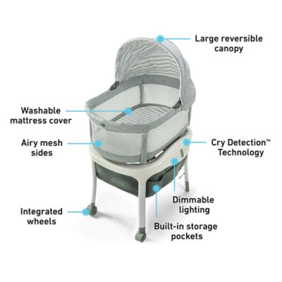 graco sense2snooze bassinet with cry detection technology in hamilton