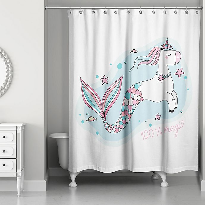 Cute Unicorn Take a Bath Shower Curtain Hooks Polyester Waterproof Fabric 72X72" 