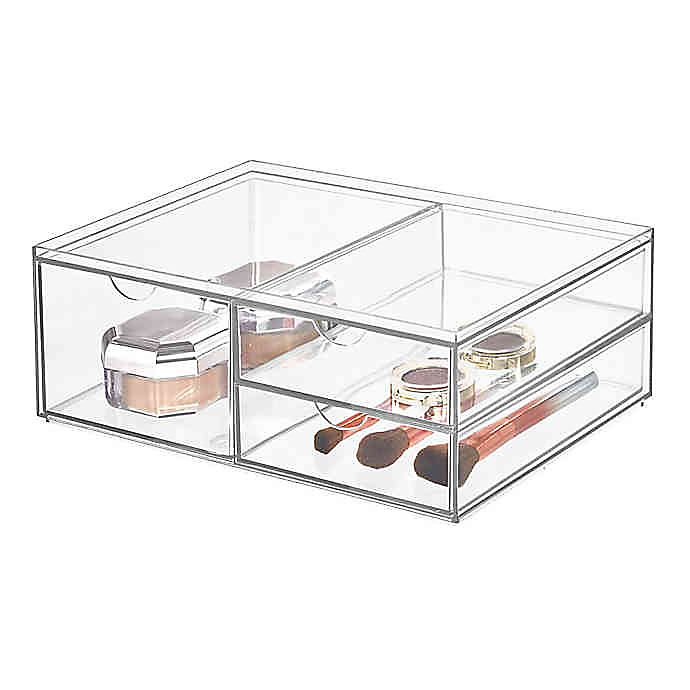 iDesign™ 3-Drawer Clear Wide Stackable Cosmetic Organizer