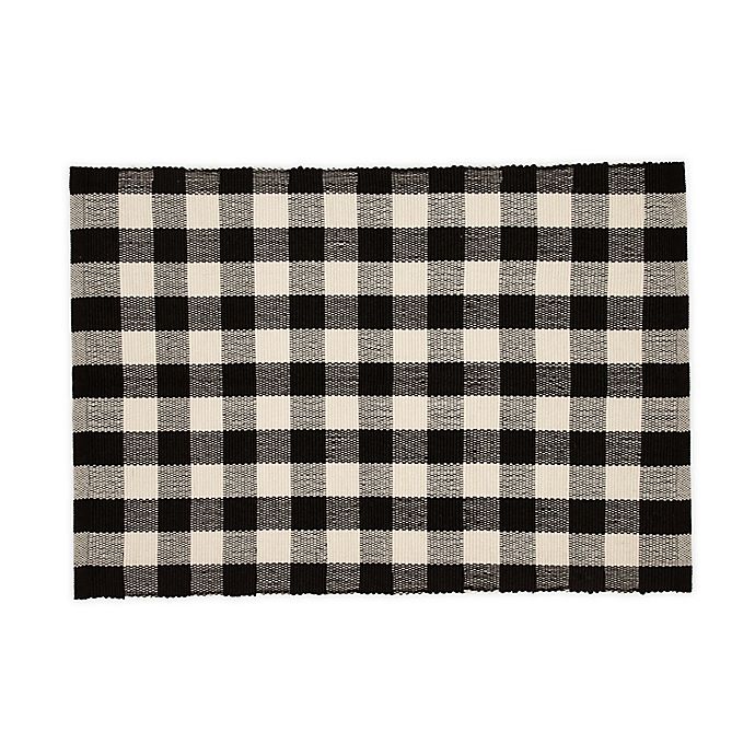 Details about   Buffalo Plaid Check Rug Door Mat Cotton Black White Indoor Outdoor Layered Front 