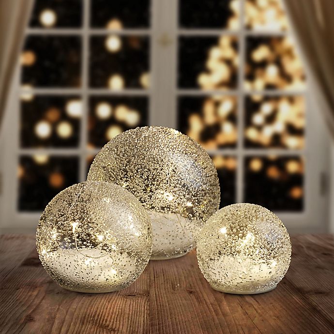 "2LED Glass Ball" Stars" Gold LED Light Ball Glass Mirror Finish Gold
