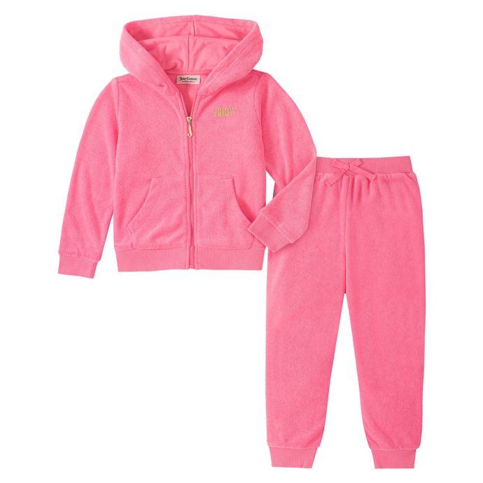 Juicy Couture® 2-Piece Logo Terry Cloth Hoodie and Pant Set in Pink ...