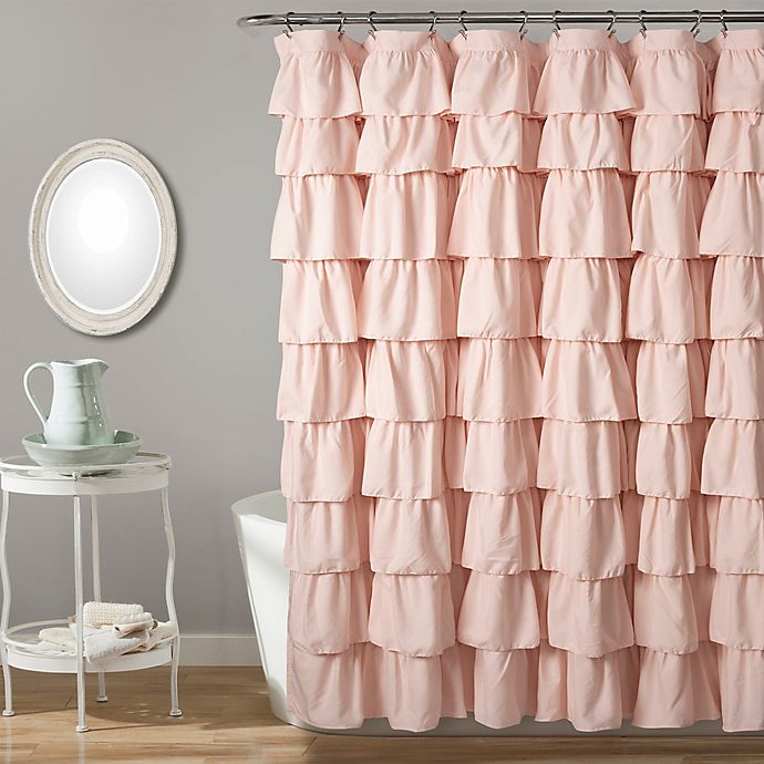 Lush Decor Ruffle Shower Curtain in Blush