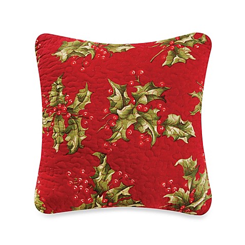 Buy Mistletoe & Holly Square Throw Pillow from Bed Bath & Beyond