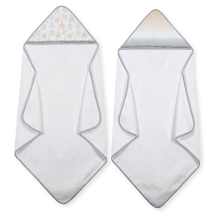Just Born® 2-Pack Ombre/Sloth Hooded Towels in Grey