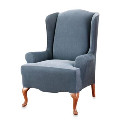 Sure Fit® Stretch Stripe Wing Chair Slipcover  Bed Bath 