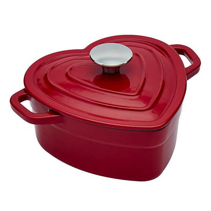 Artisanal Kitchen Supply® 2 qt. Enameled Cast Iron Heart Dutch Oven in Red