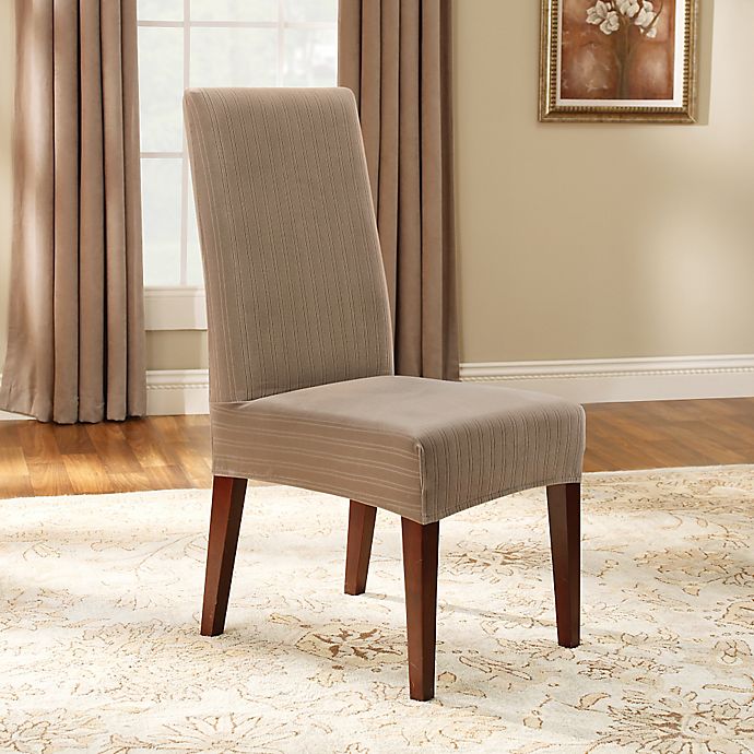 Sure Fit® Stretch Pinstripe Short Dining Chair Slipcover