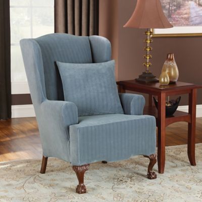 Sure Fit® Stretch Pinstripe Wingback Chair Slipcover - Bed Bath & Beyond