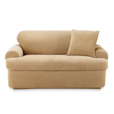 Sure Fit® Stretch Pique 2-Piece T-Cushion Sofa Slipcover ...