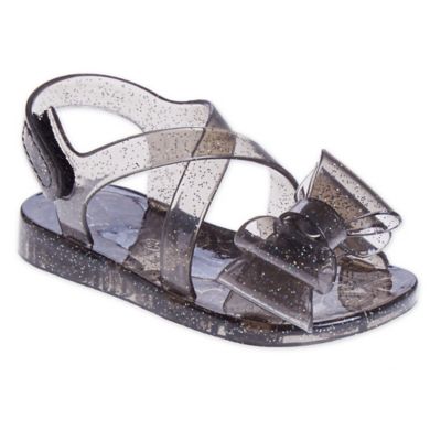 black glitter jelly sandals