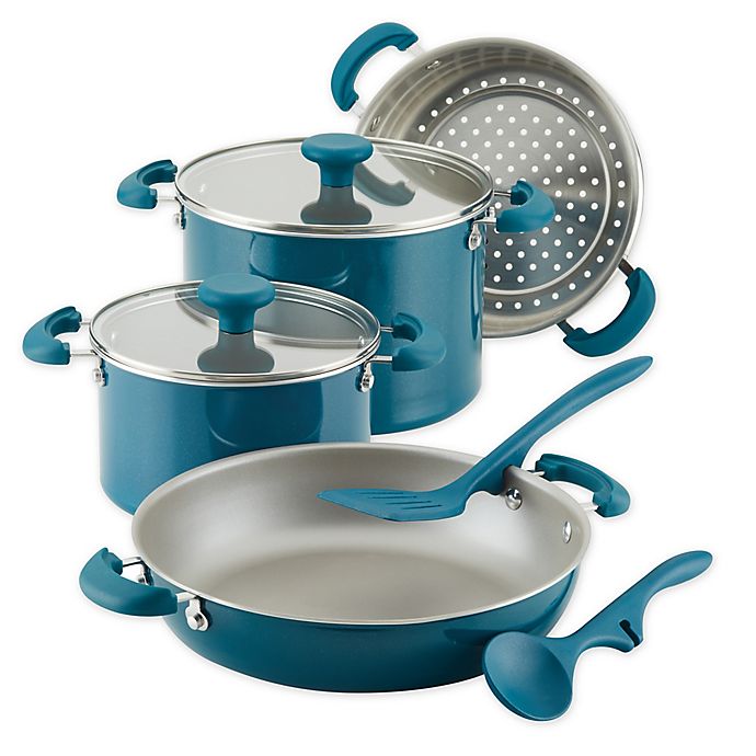 Rachael Ray™ Create Delicious Nonstick Aluminum 8-Piece Cookware Set in Teal