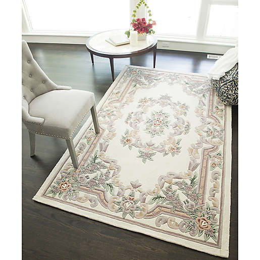 Hand Tufted Accent Rug In Ivory, Rugs America New Aubusson