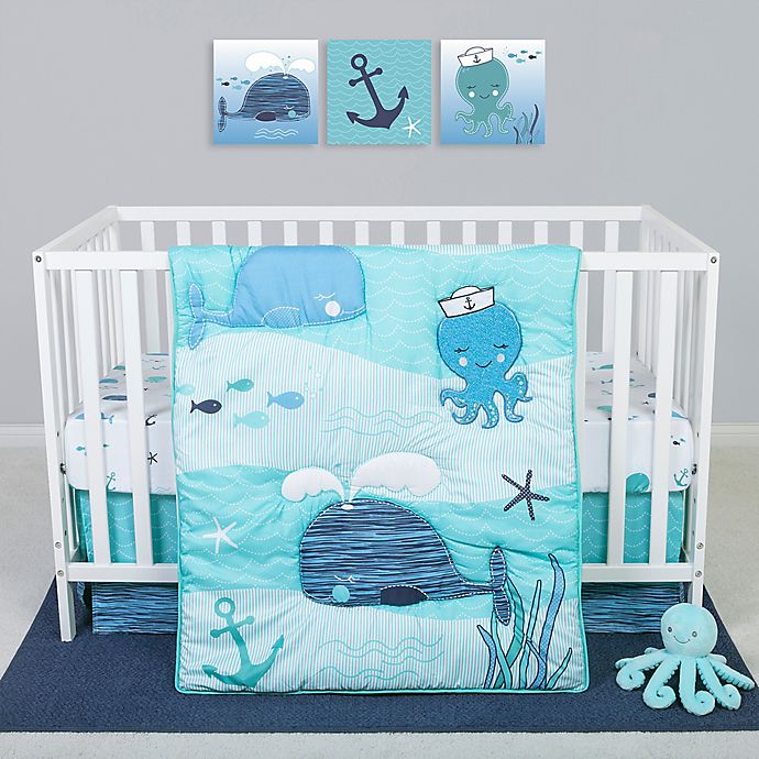 Sammy & Lou Nautical Adventure 4-Piece Crib Bedding Set in Blue/White
