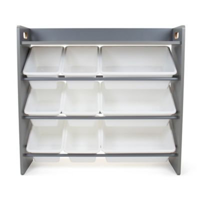 gray and white toy storage