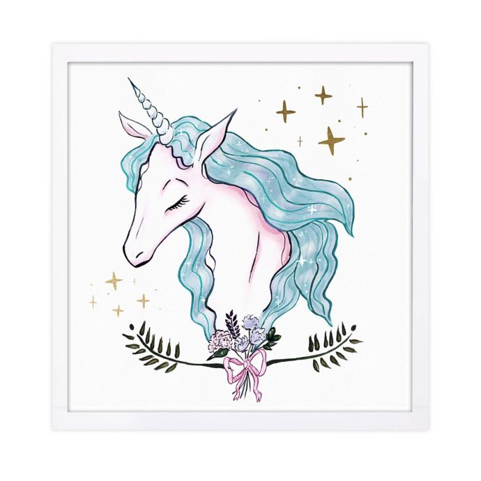 WYNWOOD studio Beautiful Magical Unicorn 13Inch x 13Inch Framed Wall Art in Pink Bed Bath