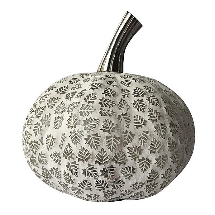 Bee & Willow™ 8.5-Inch Mosaic Leaf Glass Pumpkin Decoration in White