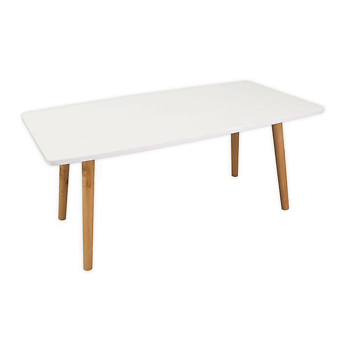 Casual Home Ezly Midcentury Modern Wooden Coffee Table in White/Natural