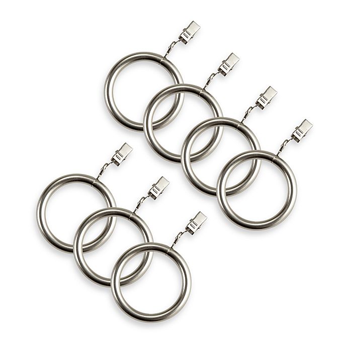 Metal Curtain Hooks Voile Pole Rod rings With Clips Hanging 35 MM X SET of 10 